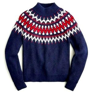 J. Crew Fair Isle mockneck pullover sweater